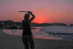 Sword Practice on Zipolite Beach